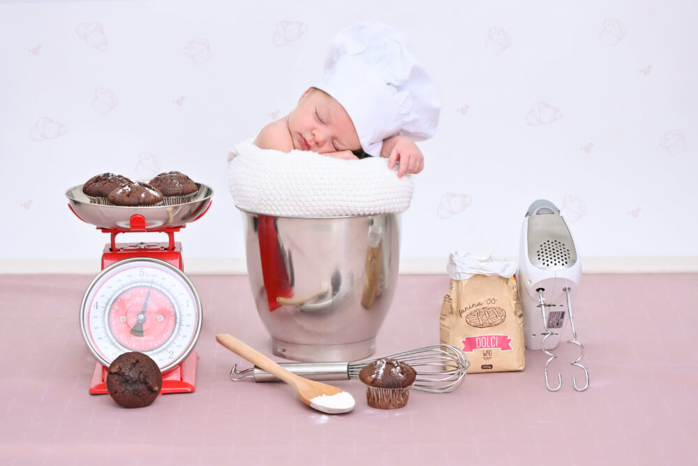 Set fotografico bebè creativo e divertente in studio Valerio Marraffa